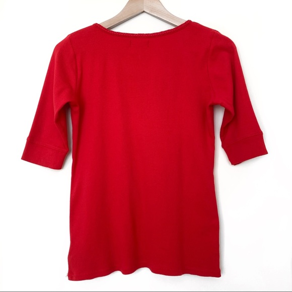 Vintage Ralph Lauren Ribbed Red Top w/ Bow Detail - Picture 2 of 6